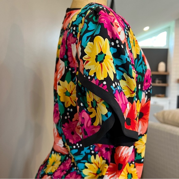 VTG Talbots Nipon Silk Floral Tulip Dress Lined Size 10 Citrus Colors - Picture 4 of 15